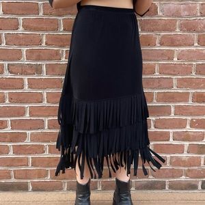 BLACK FRINGE MIDI SKIRT 🖤